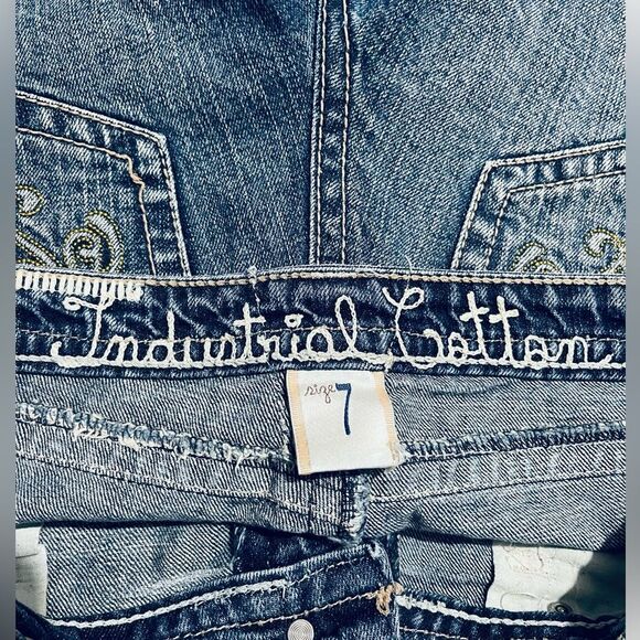 Industrial cotton denim cutoff shorts distress blue western casual women 7 - Picture 5 of 5